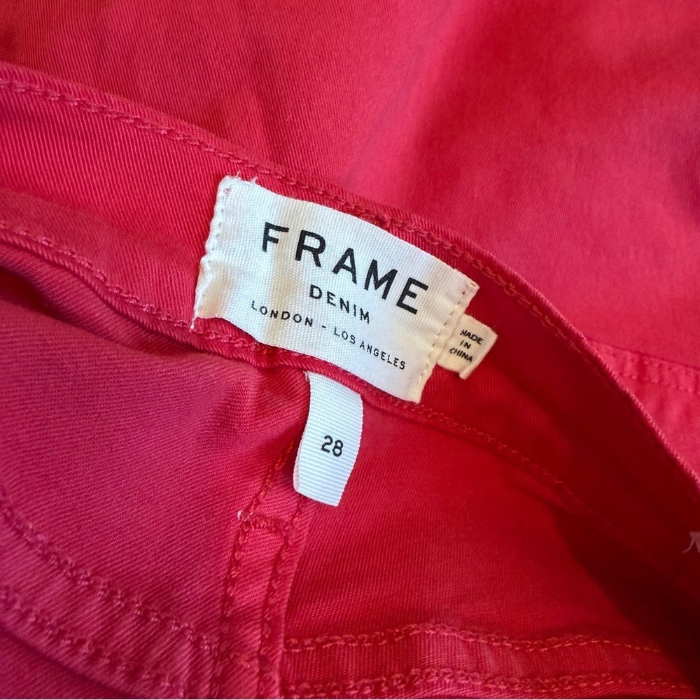 Frame Denim Le High Skinny Vintage Red Jeans Pants Stretch Raw Hem SIze 28 Women - Picture 14 of 14
